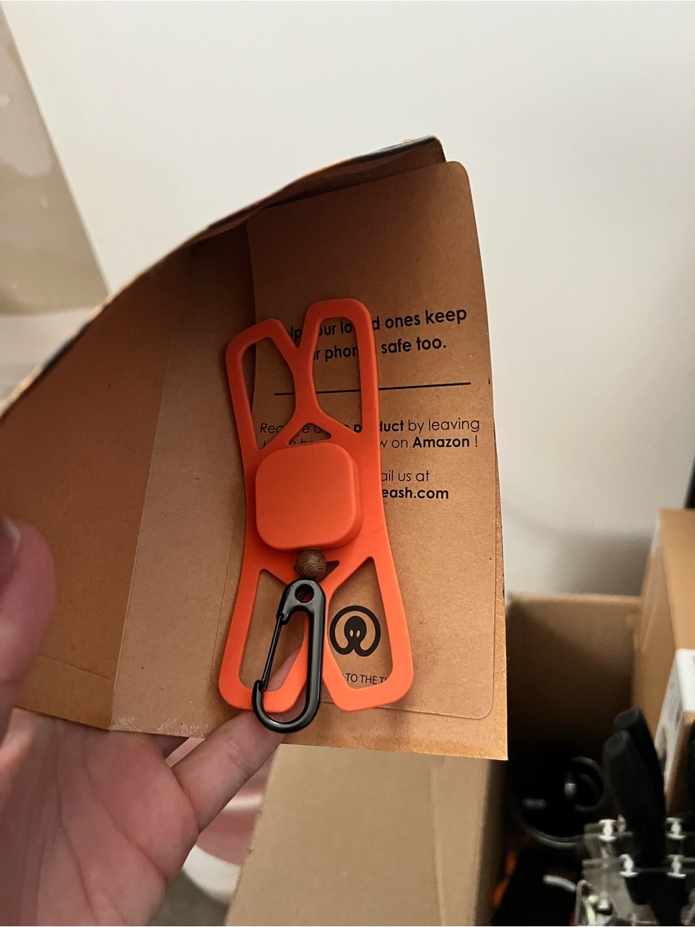 Orange Silicone Phone Strap with Carabiner - Unbranded